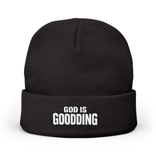 God Is Goodding knit beanie | embroidered Christian faith cuff hat