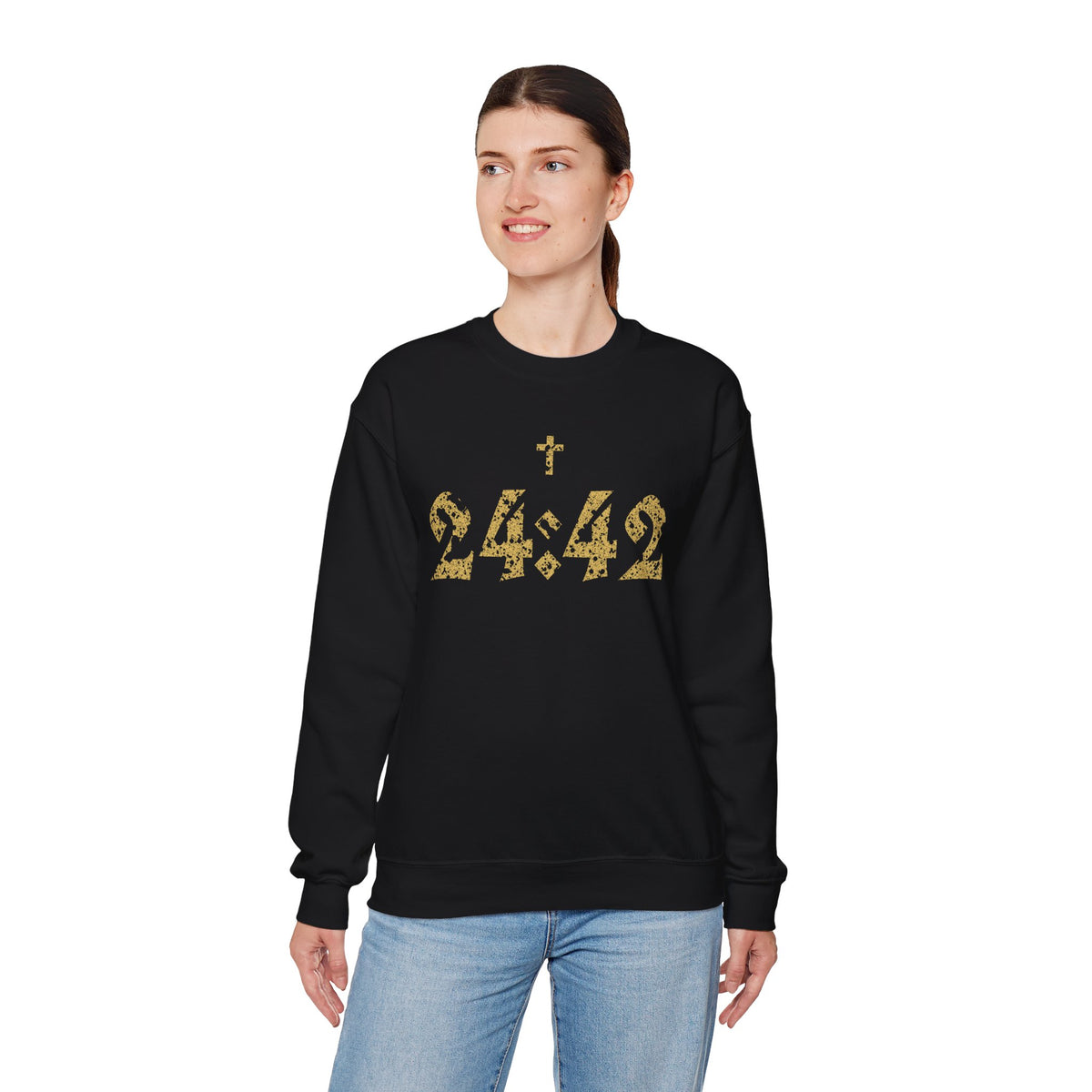 Matthew 24:42 Crewneck Sweatshirt | Bible Verse Cross