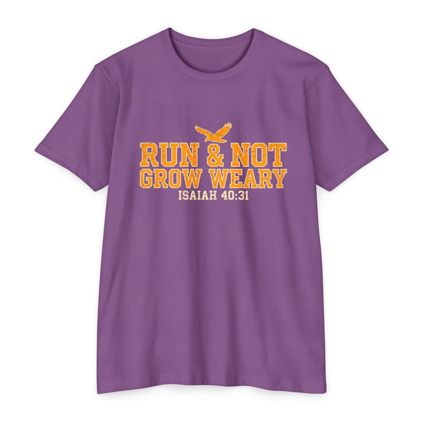Run & Not Grow Weary Isaiah 40:31 T-Shirt | Christian Faith Scripture Tee