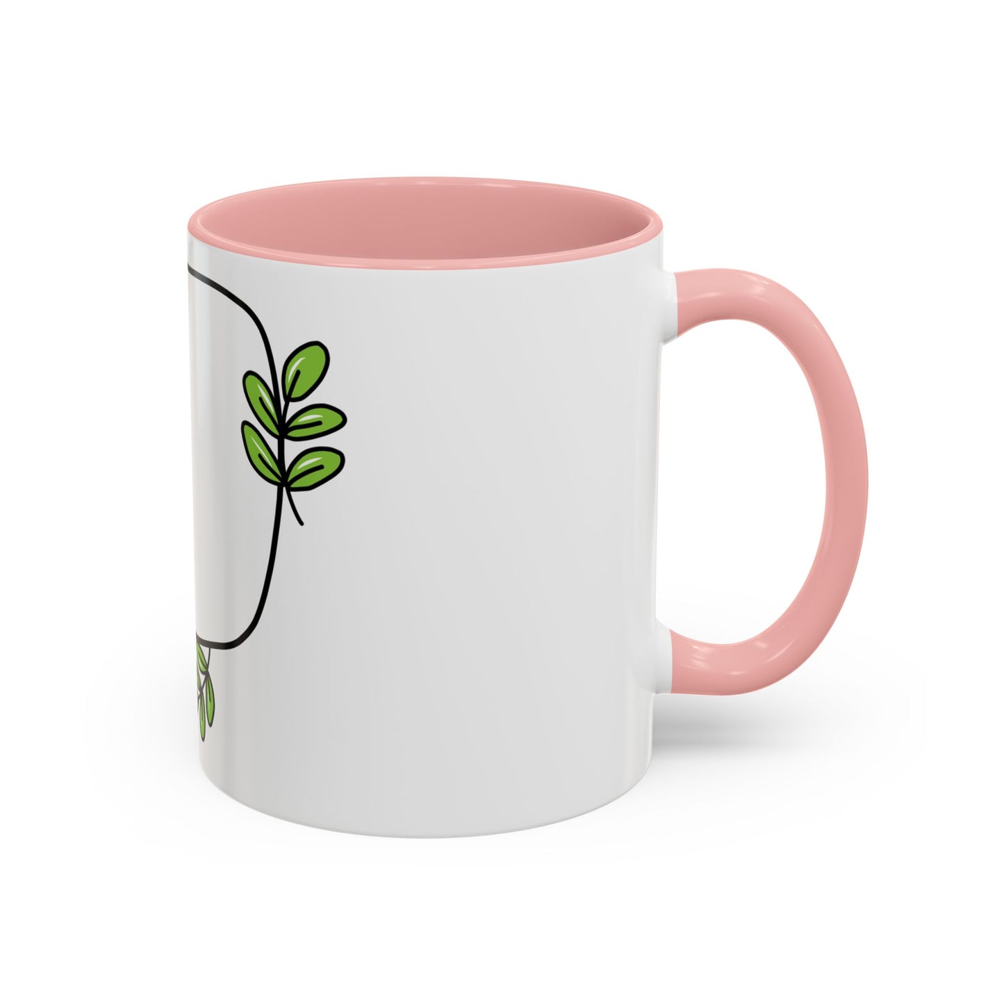 Customizable Accent Coffee Mug - Whimsical Design with Green Leaves