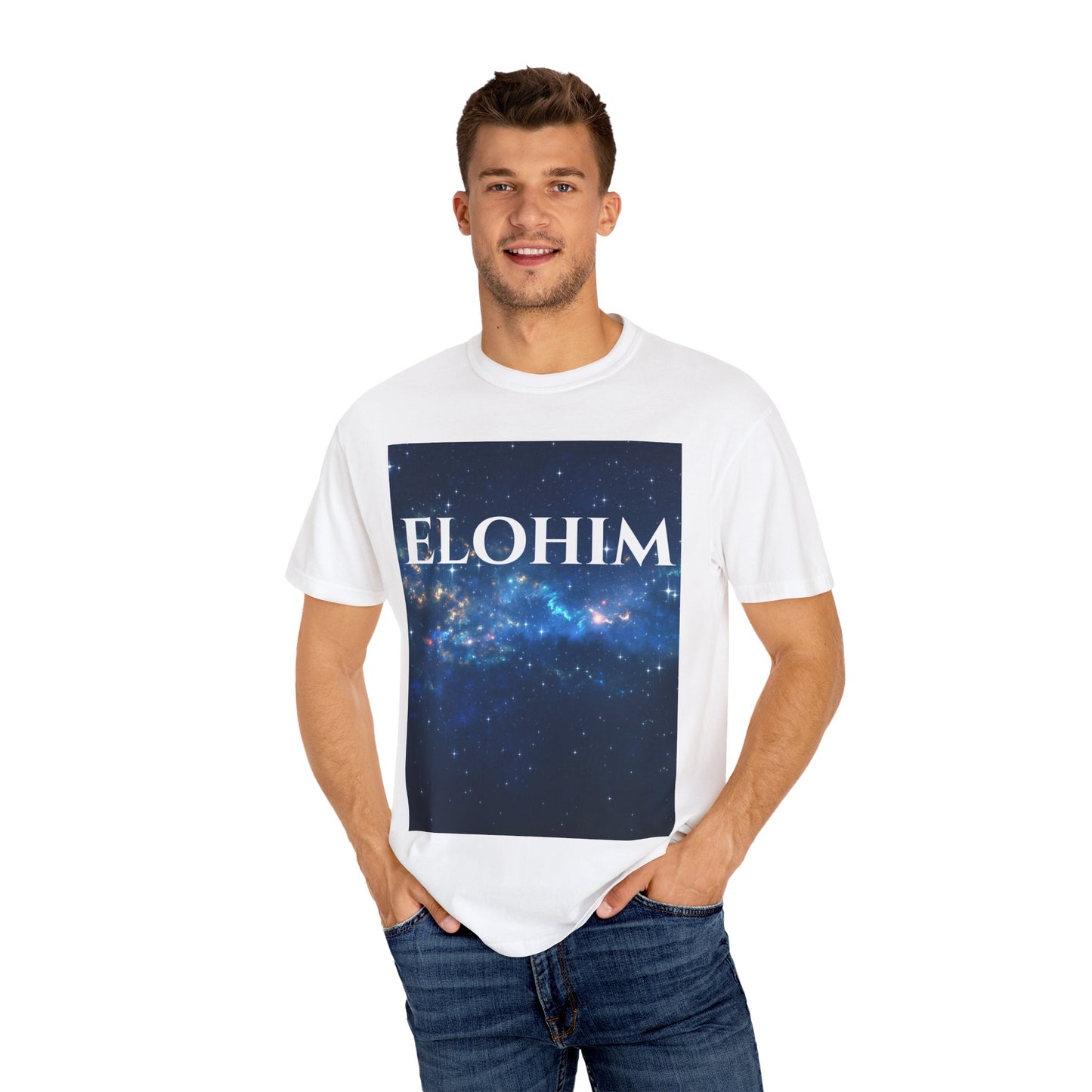 Cosmic Elohim T-Shirt, Unisex Space Tee, Spiritual Apparel, Gift for Star Lovers, Faith-Based Fashion, Everyday Casual Wear