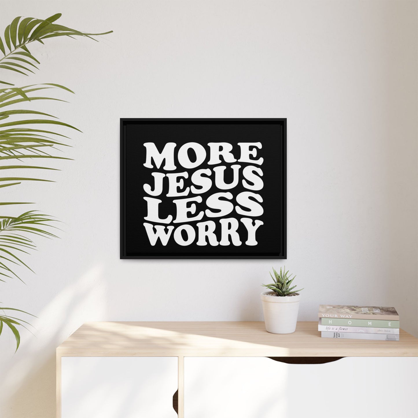 Framed Wall Art: 'More Jesus, Less Worry' Inspirational Decor, Faith-Based Gift, Christian Home Decor, Relaxing Artwork, Motivational [...]
