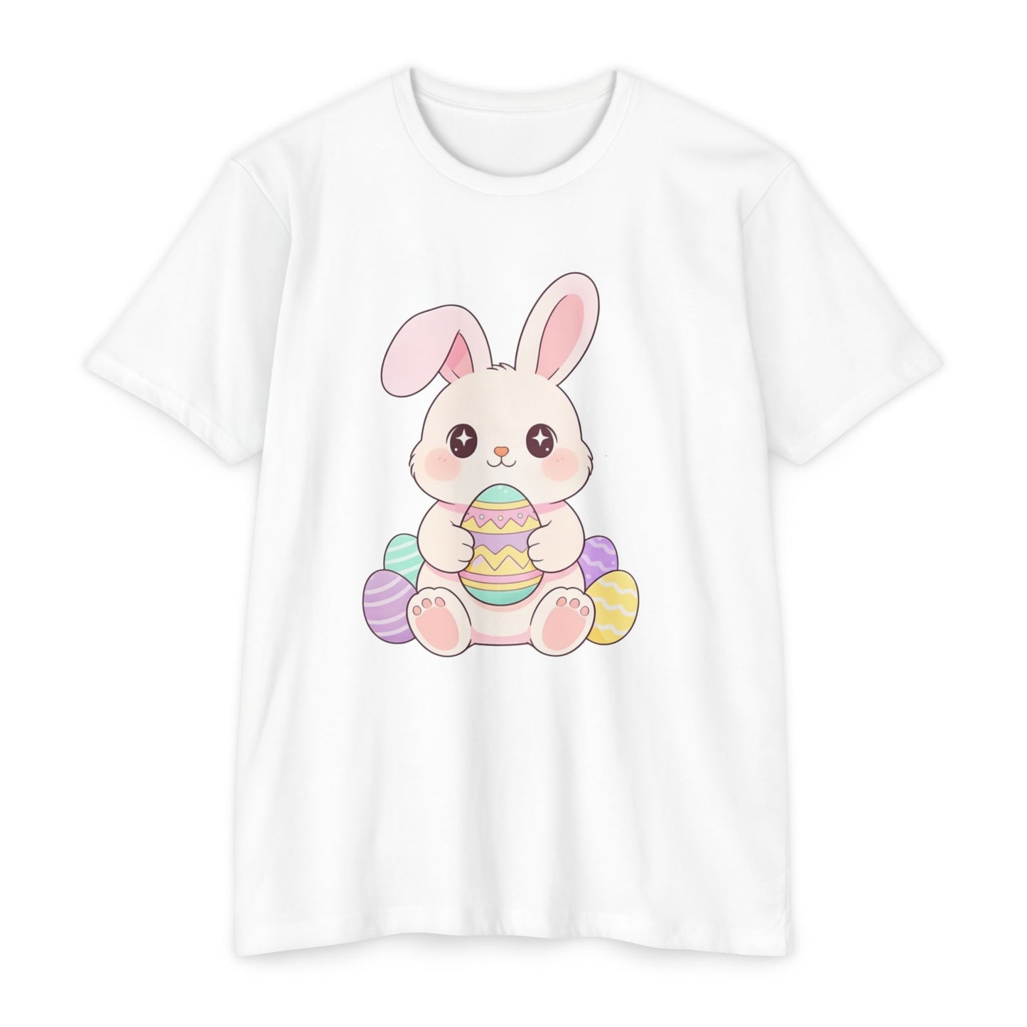 Cute Easter Bunny Holding Pastel Eggs T-shirt | Spring Easter Tee