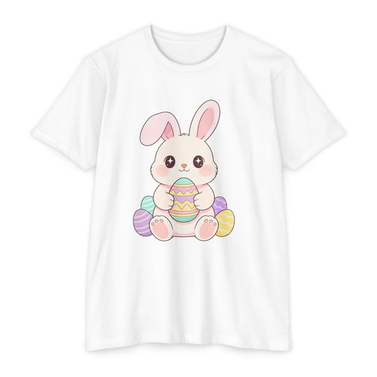 Cute Easter Bunny Holding Pastel Eggs T-shirt | Spring Easter Tee