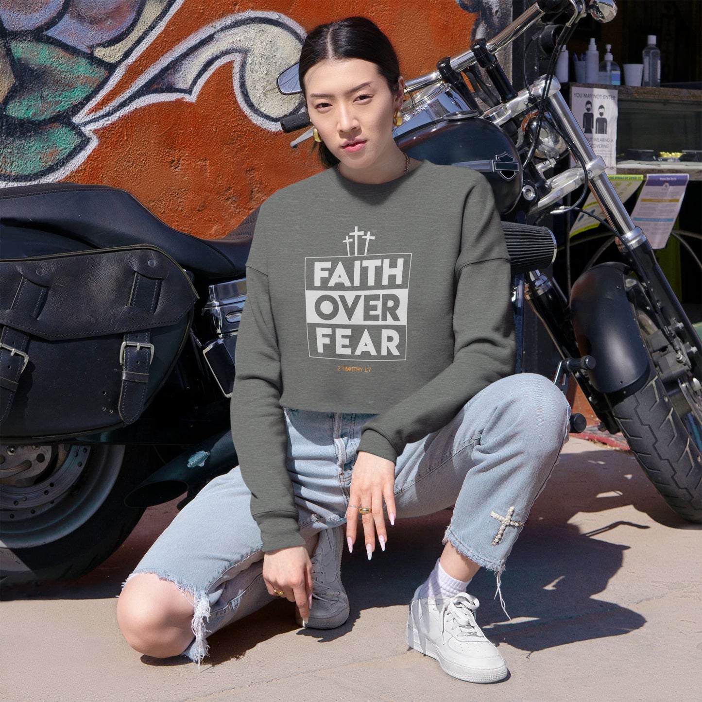 Faith Over Fear Cropped Sweatshirt-Multiple Colors
