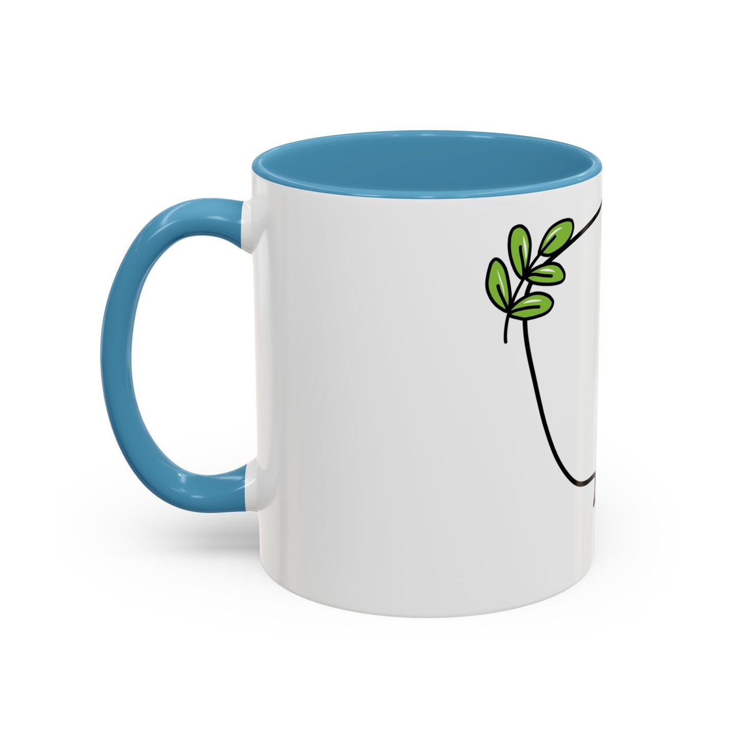 Customizable Accent Coffee Mug - Whimsical Design with Green Leaves