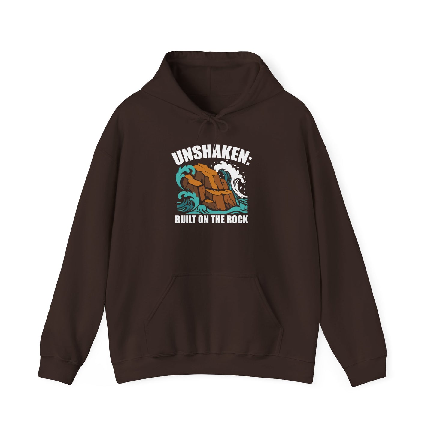 Motivational Unisex Hoodie - "Unshaken: Built on the Rock" - Comfortable Apparel for Everyday, Gift for Friends, Inspirational