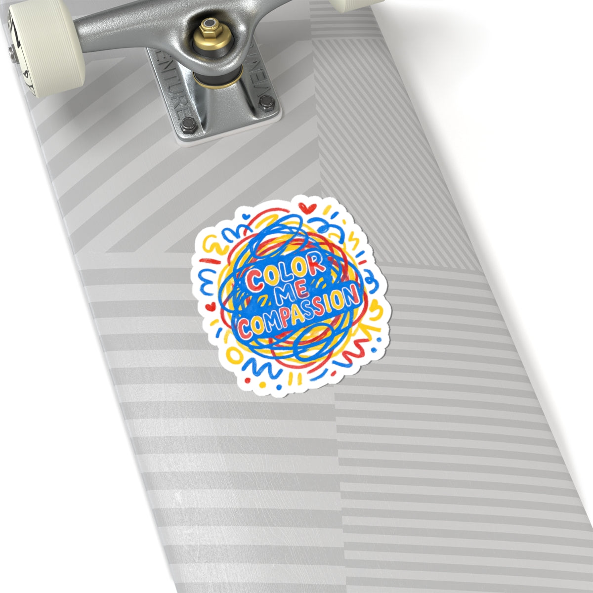 Color Me Compassion sticker | colorful doodle advocacy kiss-cut