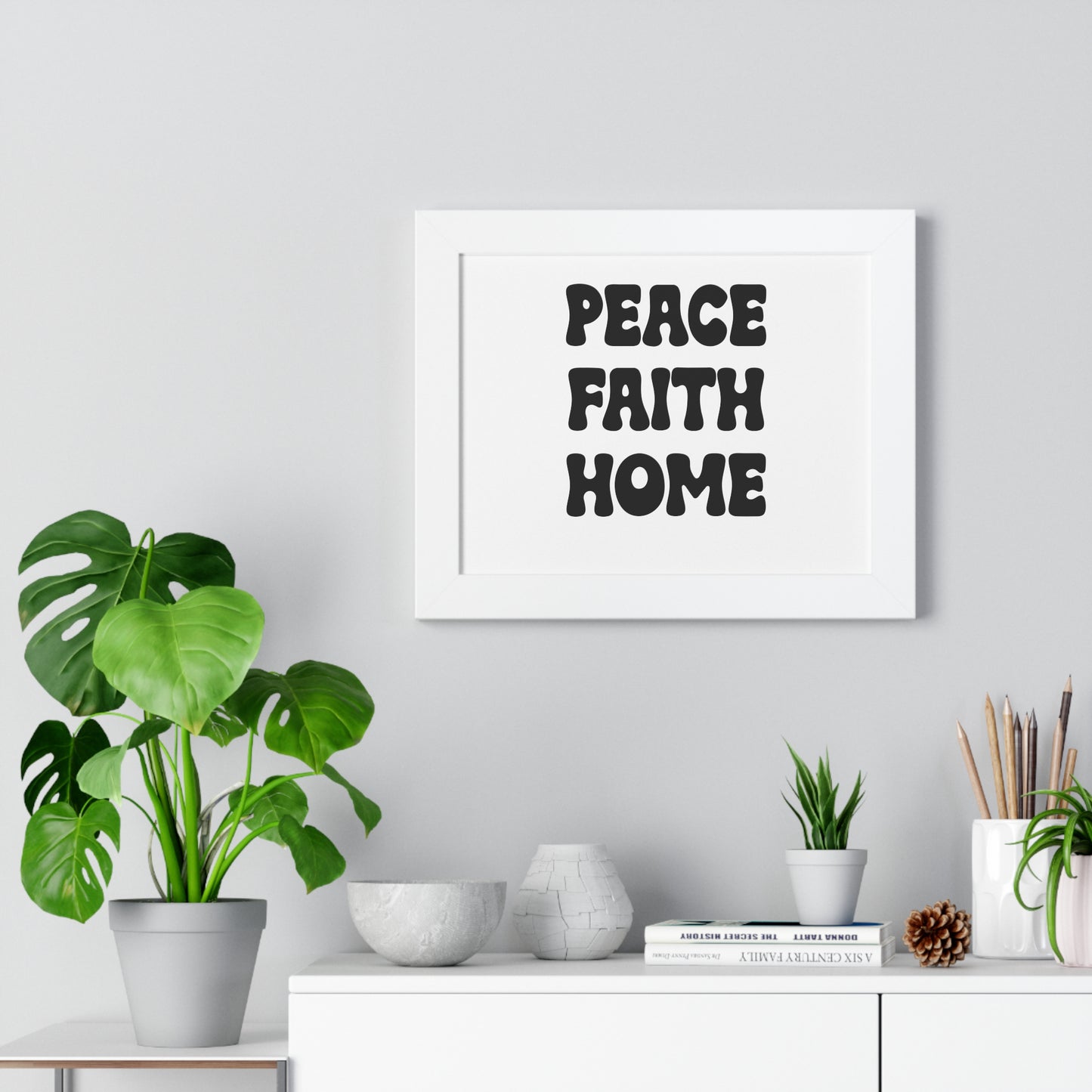 Peace Faith Home Framed Horizontal Poster | Wall Art, Inspirational Typography