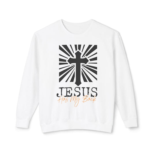 Jesus Has My Back - Unisex White Sweatshirt