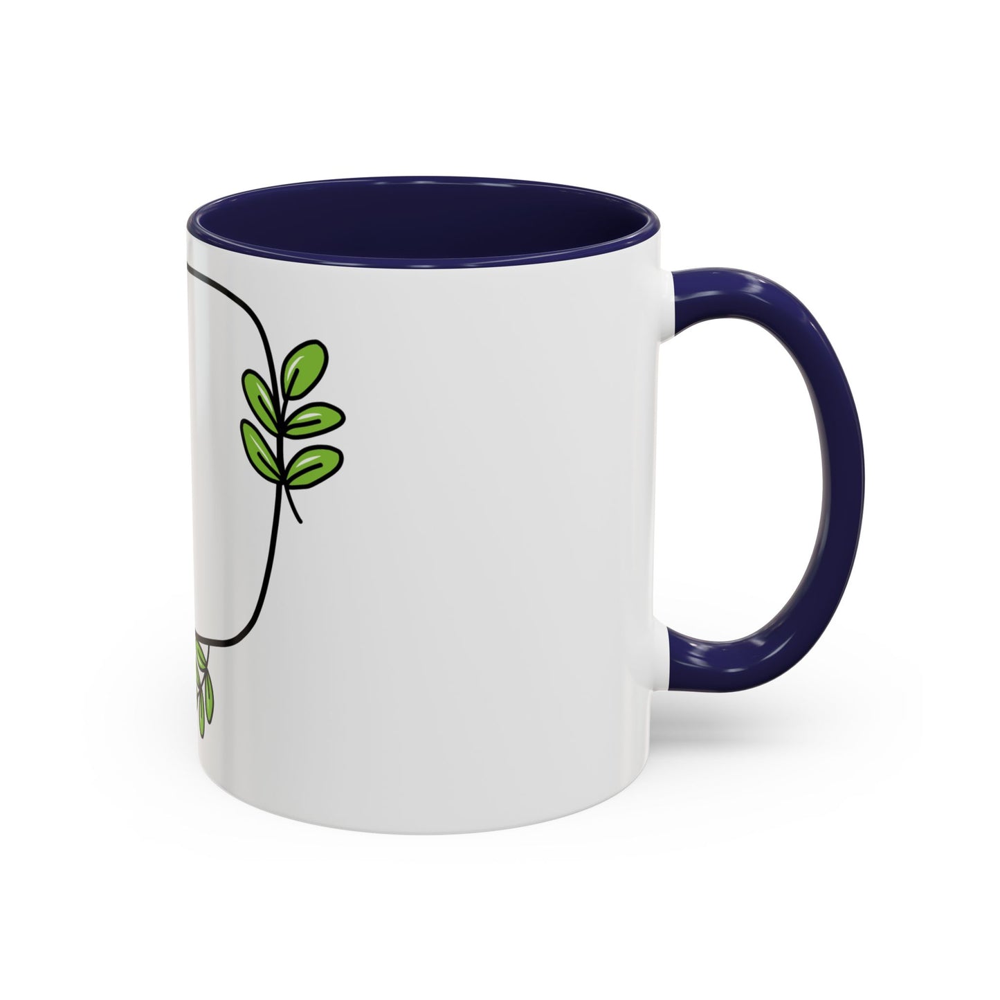 Customizable Accent Coffee Mug - Whimsical Design with Green Leaves